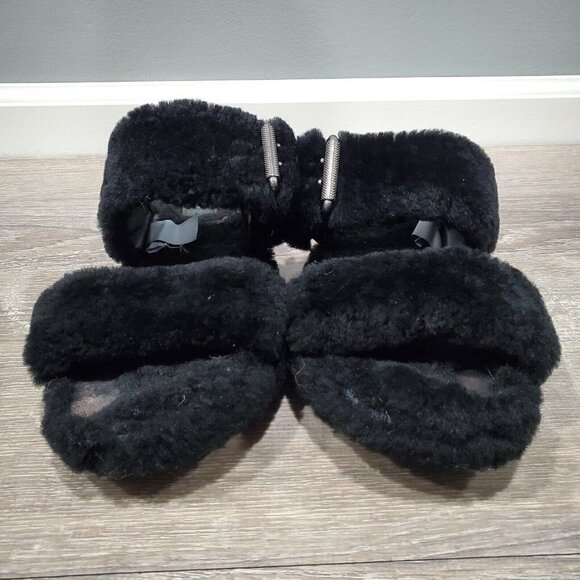 UGG Australia Fuzzy Yeah Slide Slippers Soft Sheepskin Shearling Slip Ons Size 8 - Picture 2 of 13